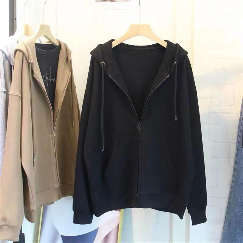 Coat for Women Cotton Autumn Winter Thickened Casual Oversize Solid Color Loose Hooded Jacket