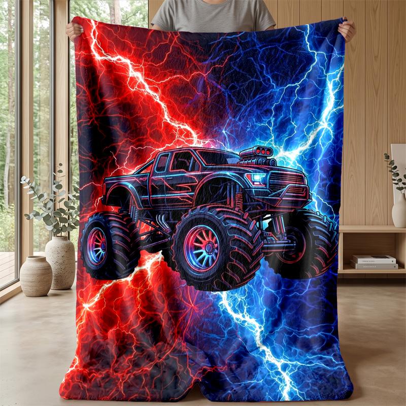 Monster Truck Chaos Theme Blanket Lightweight Warm Flannel Blanket Decorative Throw Blanket for Home Decoration