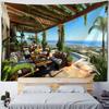 Beautiful Seaside Courtyard Landscape Tapestry Wall Hanging Room Wall Decoration Living Room and Bedroom Background Poster