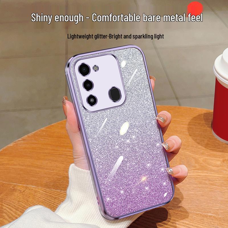 Infinix HOT 50 Case: Electroplated Silicone Glitter Gradient for NOTE 40, ZERO 30, SPARK 30C.