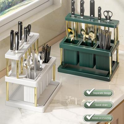 Kunststoff Essstäbchen Organizer Küchenutensilien Aufbewahrungsbehälter Küchenutensilien Organizer mit mehreren Fächern für Löffel
