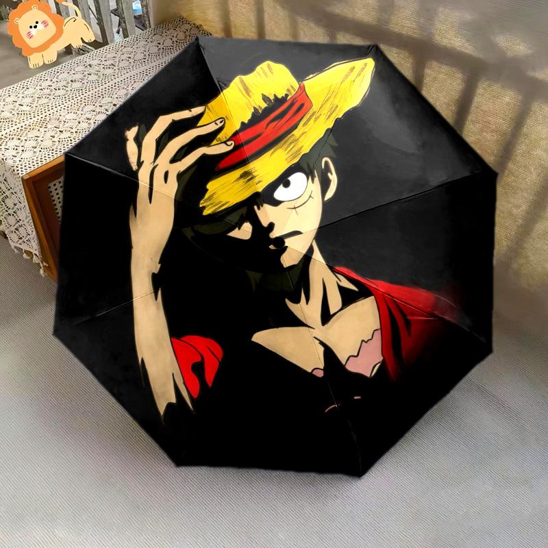 1 PC Automatic Folding Umbrella - One Piece Logo Pattern Portable Foldable Design With 8 Ribs Christmas Birthday Gifts
