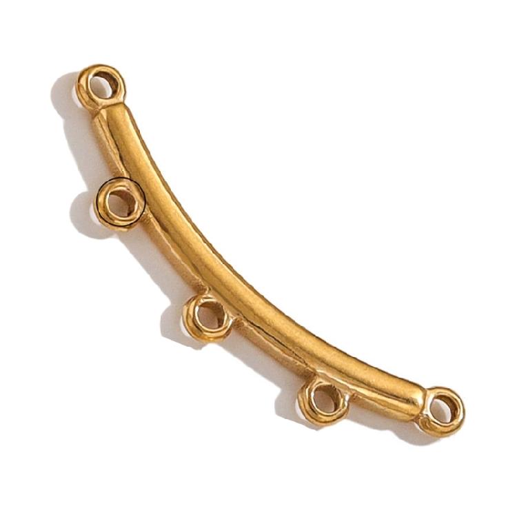 10pcs Stainless Steel Curved Connectors Elegant Porous Necklace Bracelet Clasps