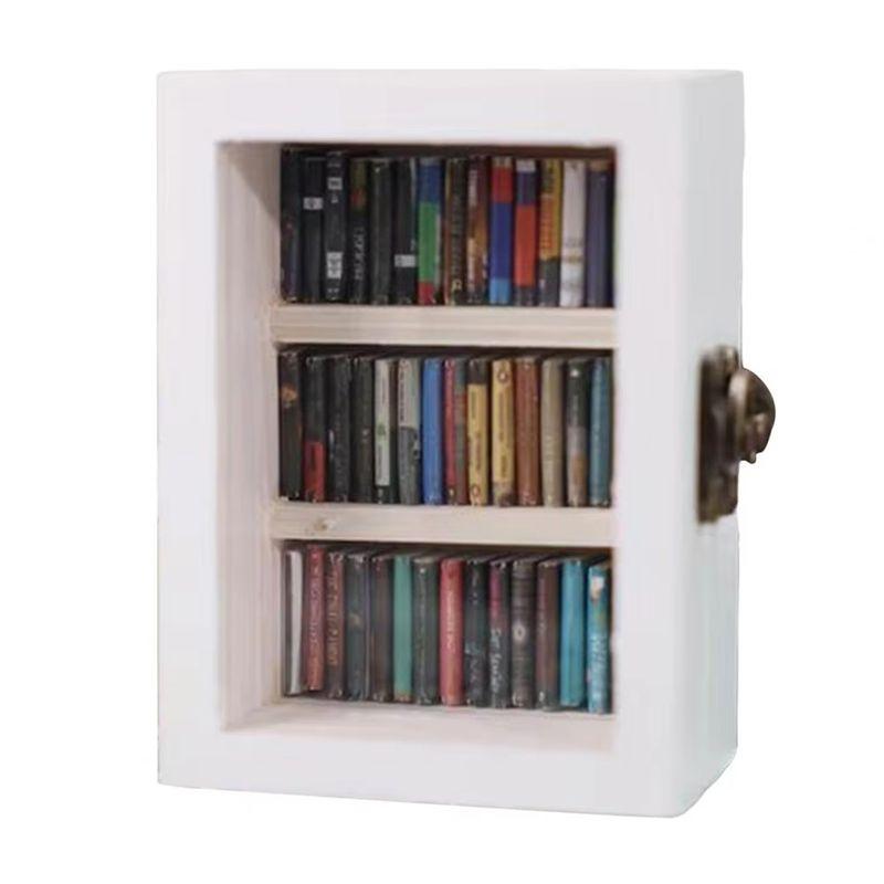 

AEE4-Anti-Anxiety Bookshelf With 60 Books Miniature Book Match Boxes Gifts Shake Away Your Anxiety House Decoration белый
