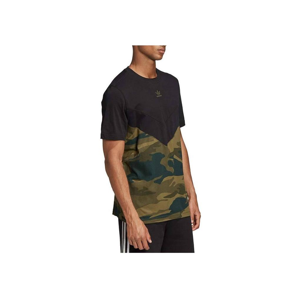 Adidas Originals Camo Block Short Sleeve Sports Crew Neck T-Shirt Men Tops Black Multicolor FM3356