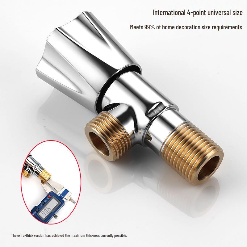 Universal 4-Point All-Copper Angle Valve for Hot/Cold Water, Stainless Steel Household Water Heater/Toilet Switch