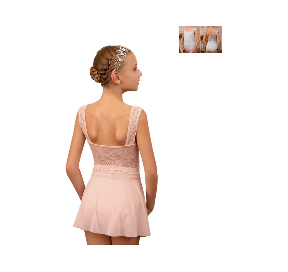 [ProDance] ProDance White Pink Light Blue Tank Top Lace Kids 140