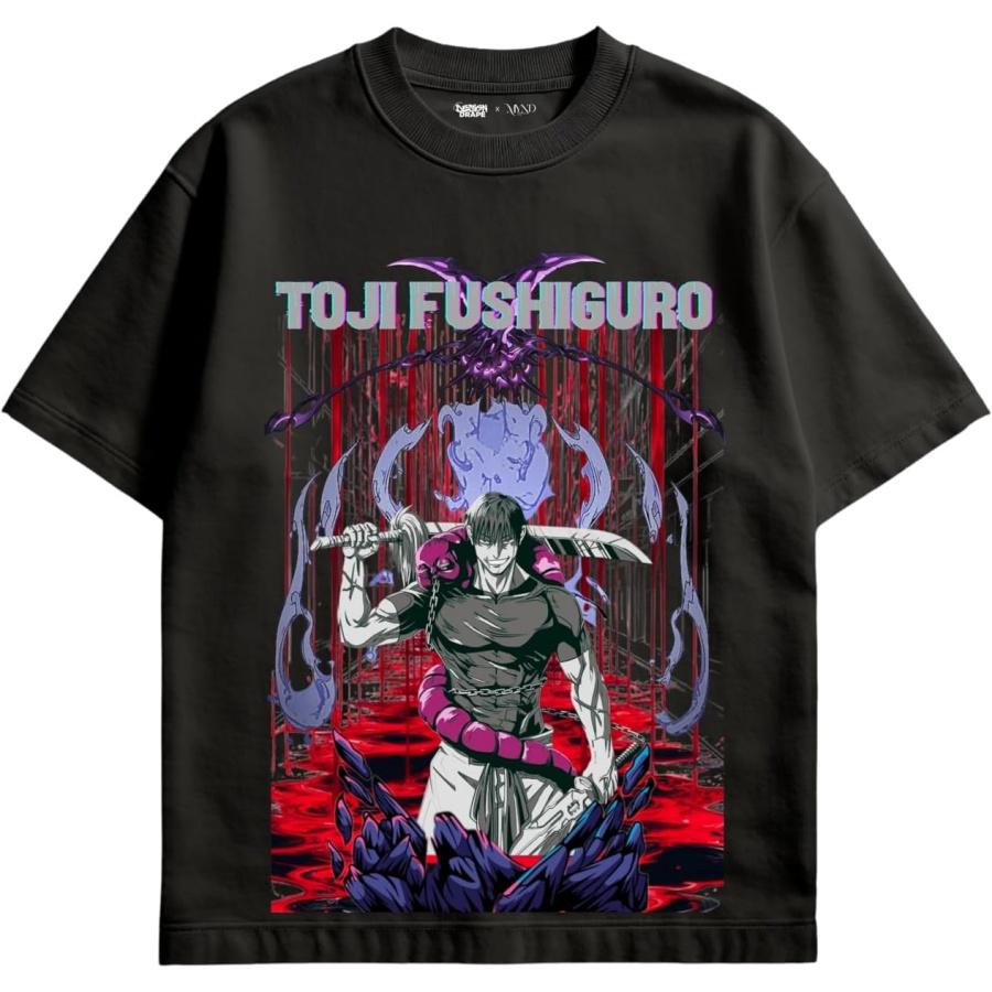 

Design Drape × MYND Jujutsu Kaisen Toji Fushiguro Graphic, Crew Neck, 100% Cotton XXXXXL різнокольоровий