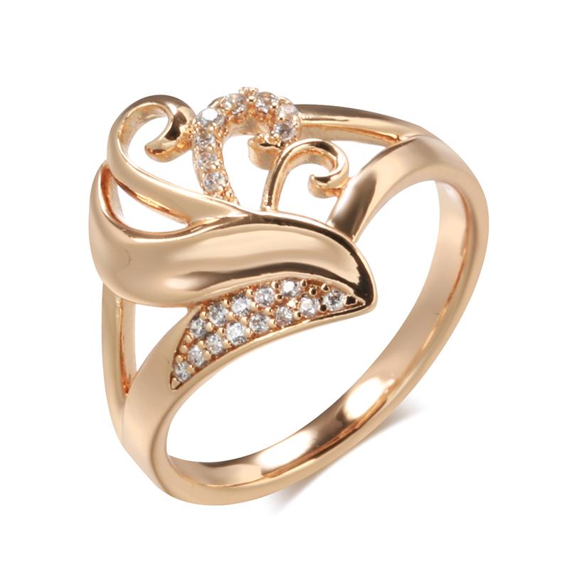 Trendy Women Rings Rose Gold With Natural Zircon Hollow Pattern Ethnic Rings Unique Wedding Jewelry Gift