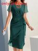 Sommer Chiffon Kleid mit Puffärmeln und Reißverschluss für Freizeitkleidung