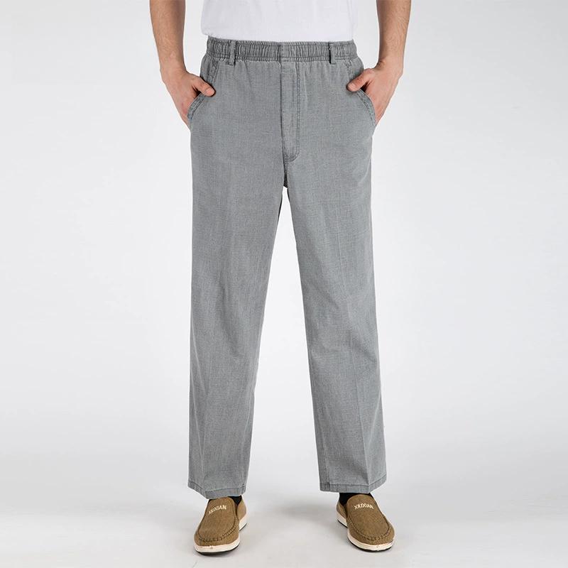 Men's Summer Thin Linen Pants, Loose High Waisted Straight Leg Casual Pants, Breathable Middle-aged and Elderly Linen Pants