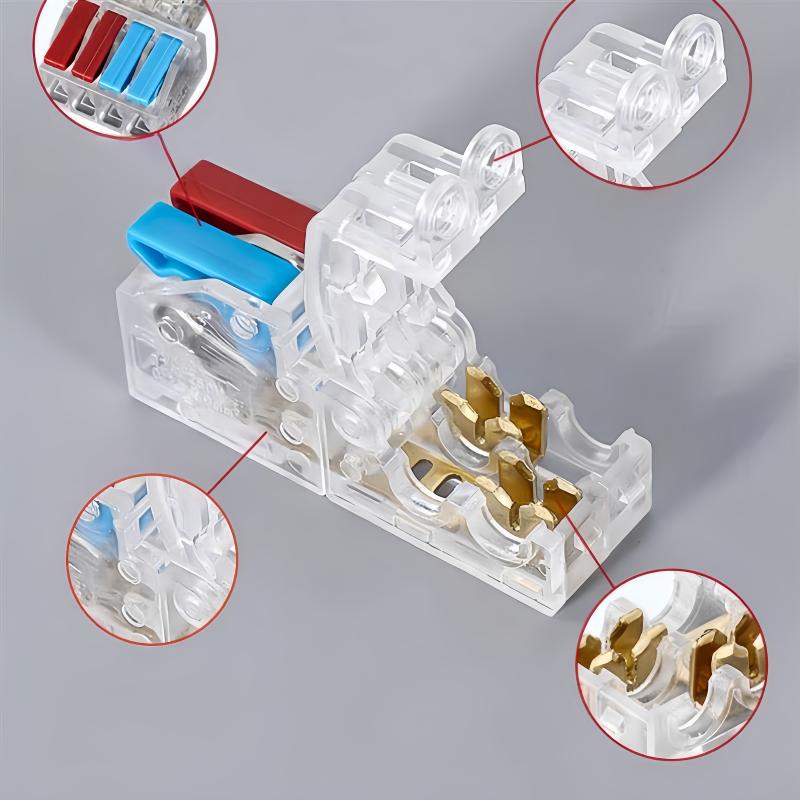 T-Type Stripping Free Wiring Connector with Fixing Hole Quick Branch Splice Junction Box Lever Wire Connector Home Appliances