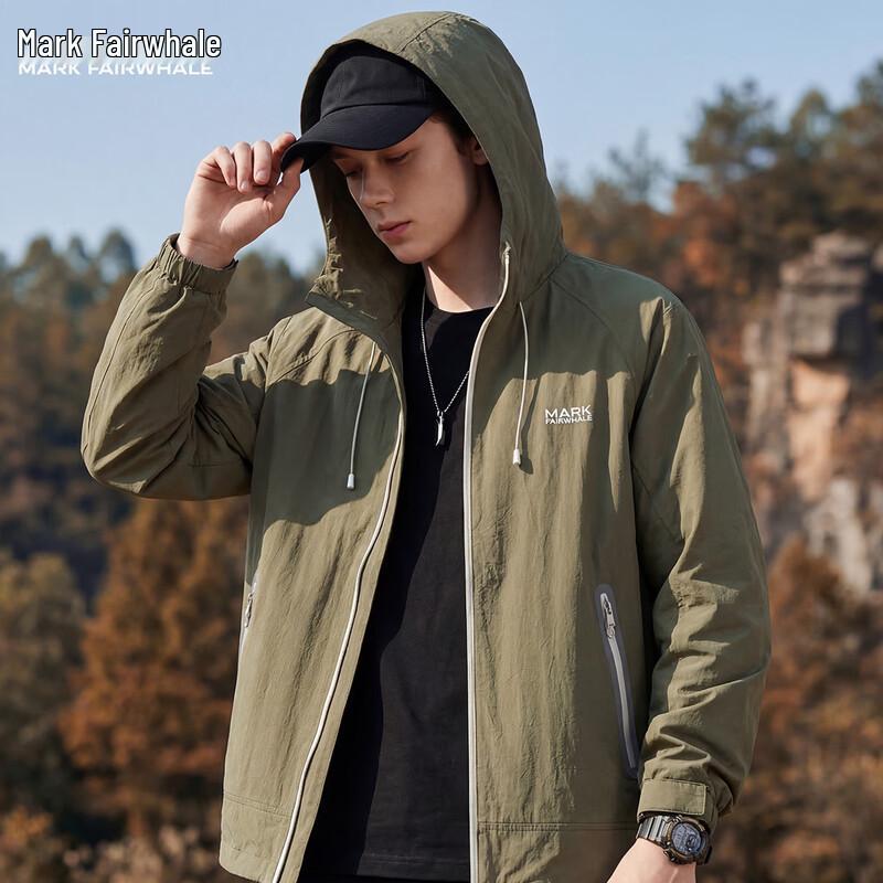 MARK FAIRWHALE Men's Ant-Wrinkle Lightweight Hooded Jacket