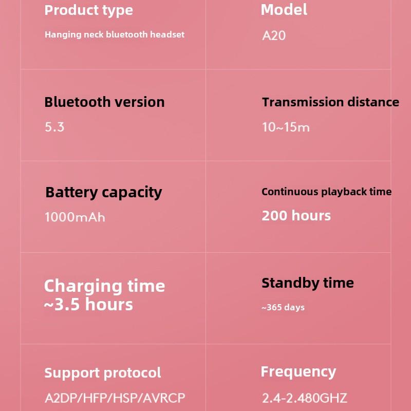 Sports Bluetooth Headset Hanging Neck Wireless Neck Hanging Ear Noise Reduction Male and Female Students