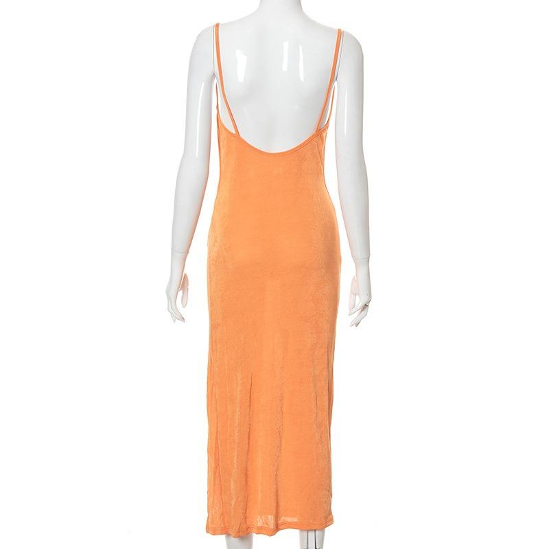 Side Slit Slim High Waist Sundress Women Summer Vacation Beach Sexy Backless Dresses Womens Solid Bodycon Elegant Evening Dress Lady Clubwear