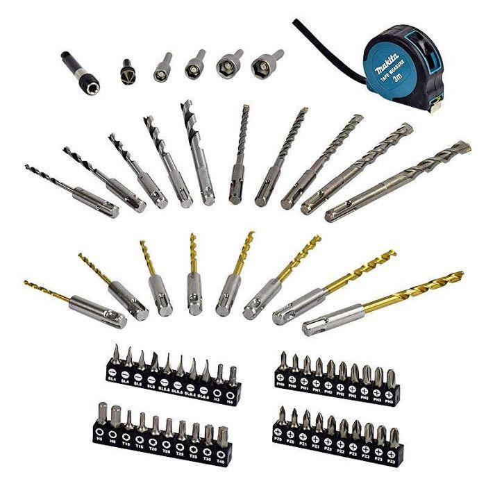 Kit d'outils vissage/perçage - makita - b-69478 - 65 pièces - coffret makpac - sds plus