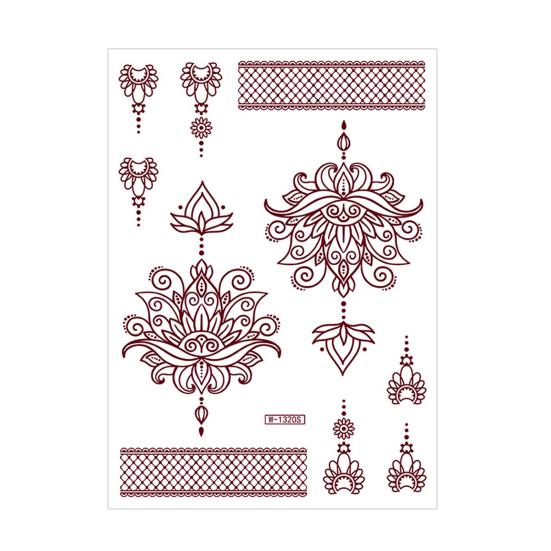 Yousheng Temporary Tattoo Sticker, Flower Lace Lotus Pattern Fake Tattoos for Women Men, Waterproof DIY Face Arm Leg Body Art Decoration