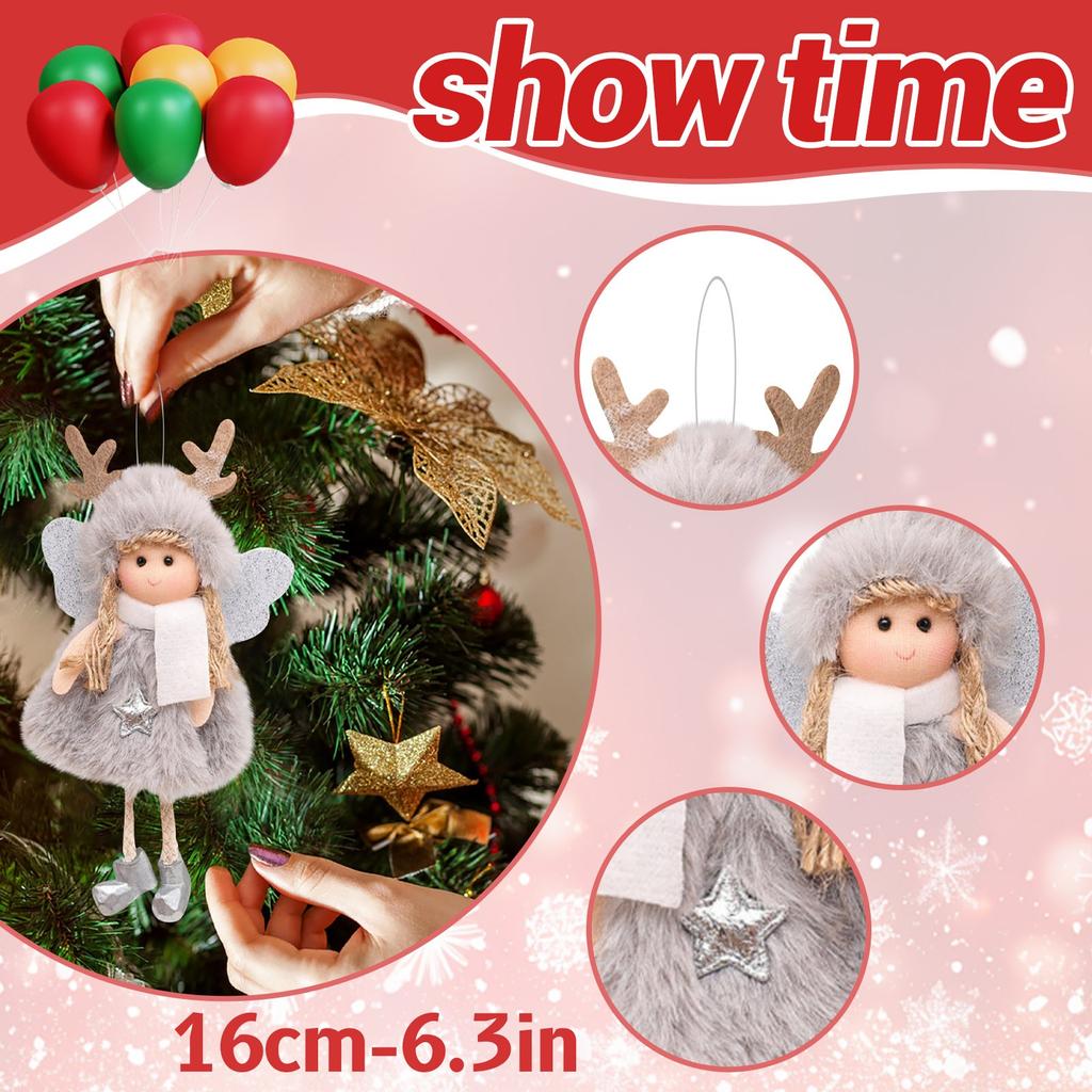 Weihnachtsschmuck Anhänger Weihnachten Niedliche Hirschgeweih Plüsch Feder Engel Weihnachtsbaum Kreative Anhänger