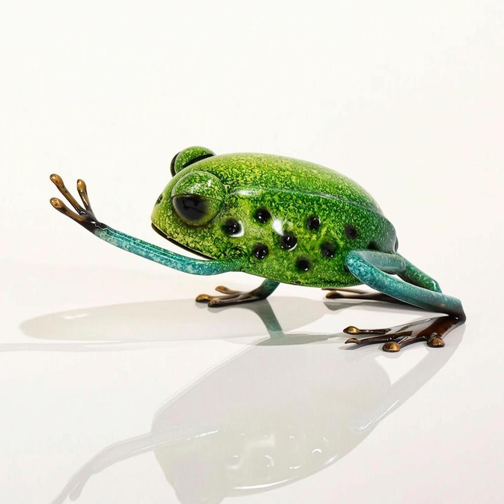 Frog Figurine Glossy Sculpture Freestanding for Patio, Tabletop, Collectors