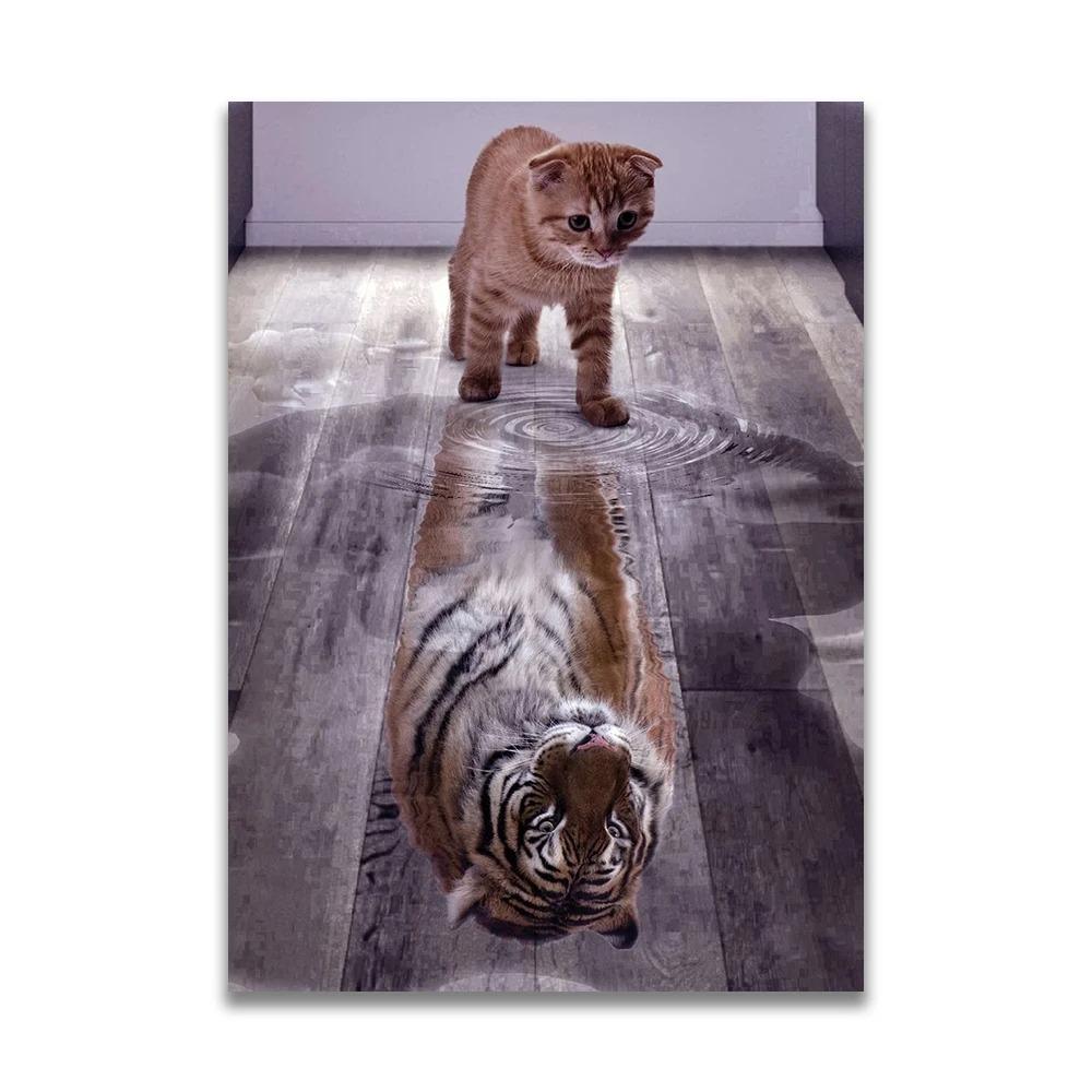 1pc frameless Canvas MINDSET IS EVERYTHING Motivational Poster Lion Tiger Wolf Animal Wall Art Canvas Print fo
