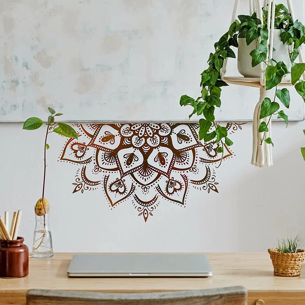 Lotus Wall Sticker Boho Mandala Flower Removable Wall Decals For Living Room Bedroom Tv Wall Decoration