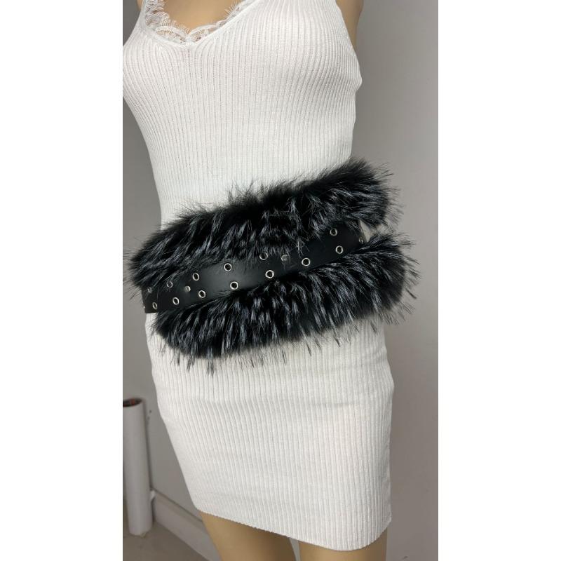 New Rabbit Fur Belt, Fur Belt, European and American Sexy Hot Girl Waist Seal Wide Belt