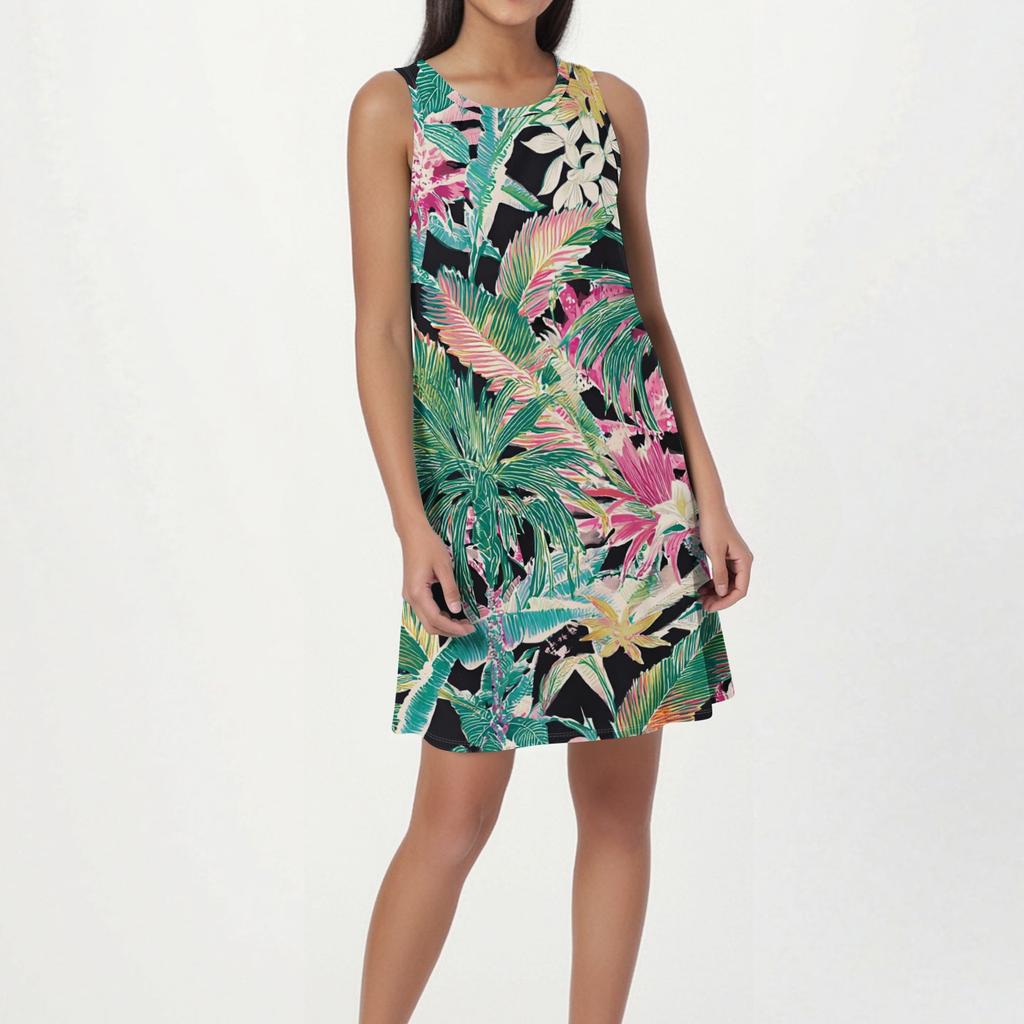 Summer Dresses for Women 2026 Sleeveless Floral Print Casual Loose Fit Summer Dress for Beach Sundresses for Women 2026 Style