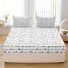 3-Piece Love Letter Print Fitted Sheet Set - Ultra-Soft, Breathable, Comfortable Bedding For Bedroom, Guest Room - Includes 1 Fi