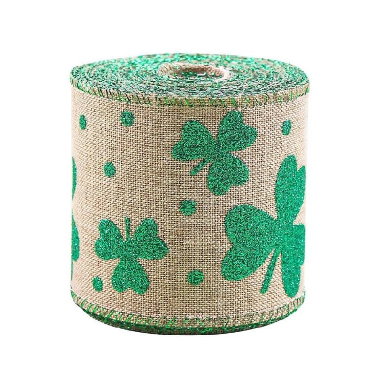

Patricks Themed Linen Ribbon For Creating Bowknot Wrapping Gift And Decoration