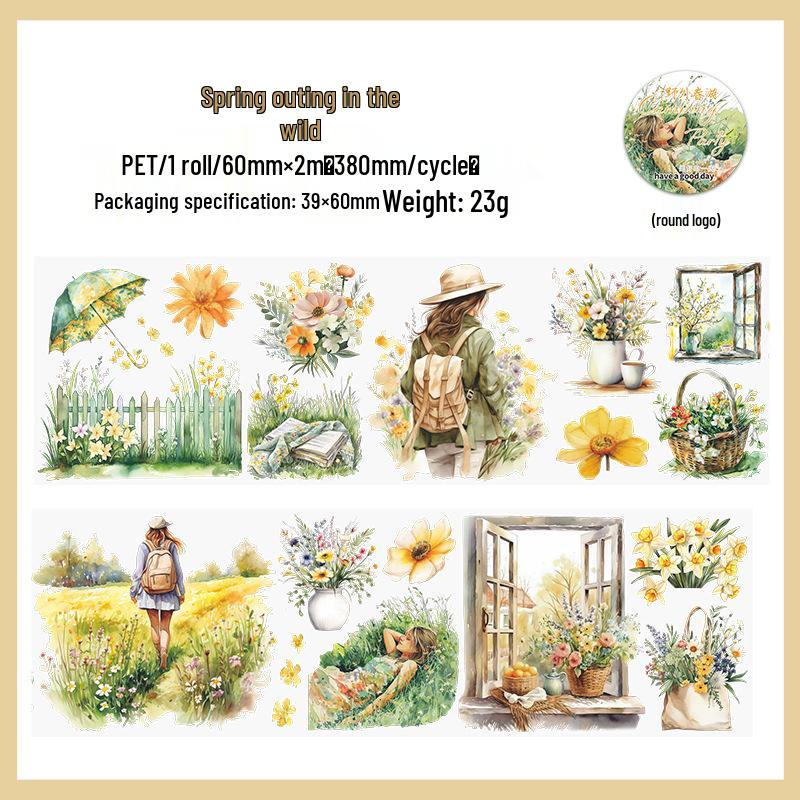 Wunderschönes Tag Washi Tape: Aquarell Camping Party Aufkleber, 6 recycelbare Designs für Reisetagebücher & DIY-Projekte