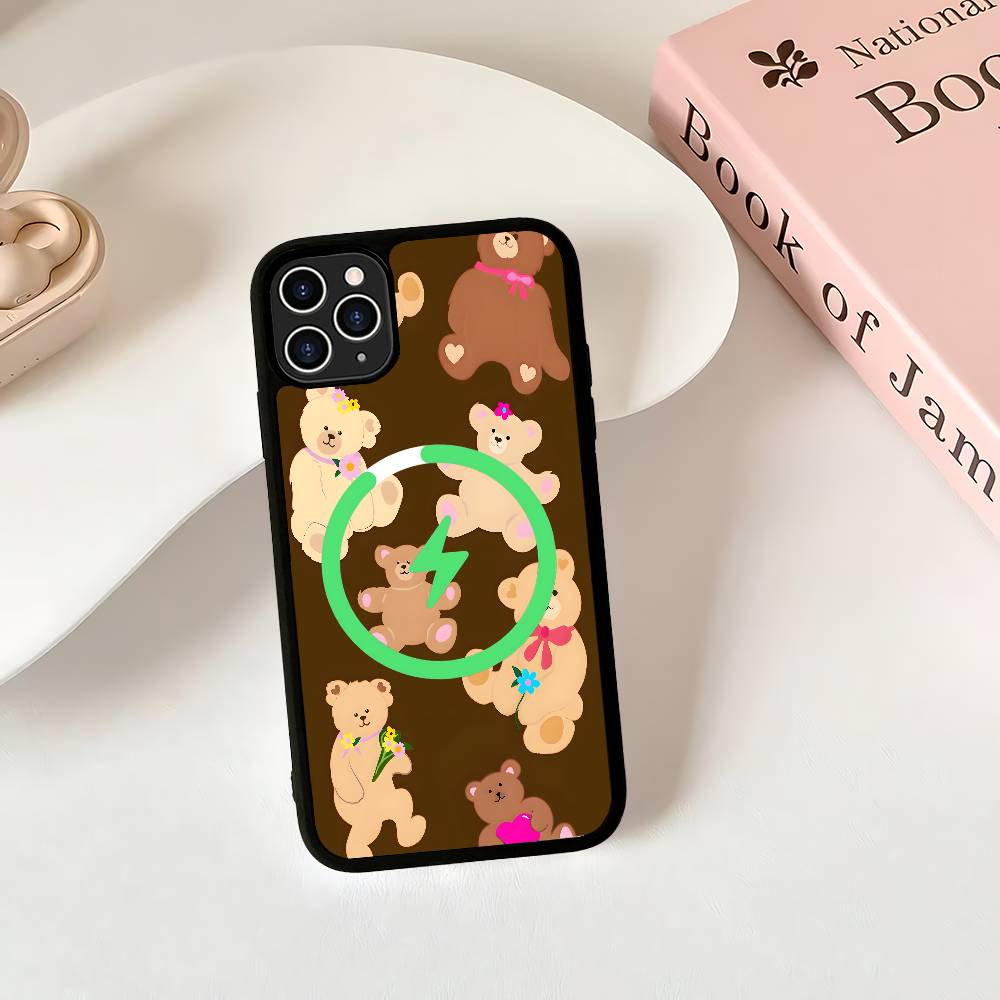 Wildflower Safari Babies Bear For Magsafe Phone Case For IPhone 17 Air 16 15 14 13 12 11 Pro Max Plus Shockproof Cover