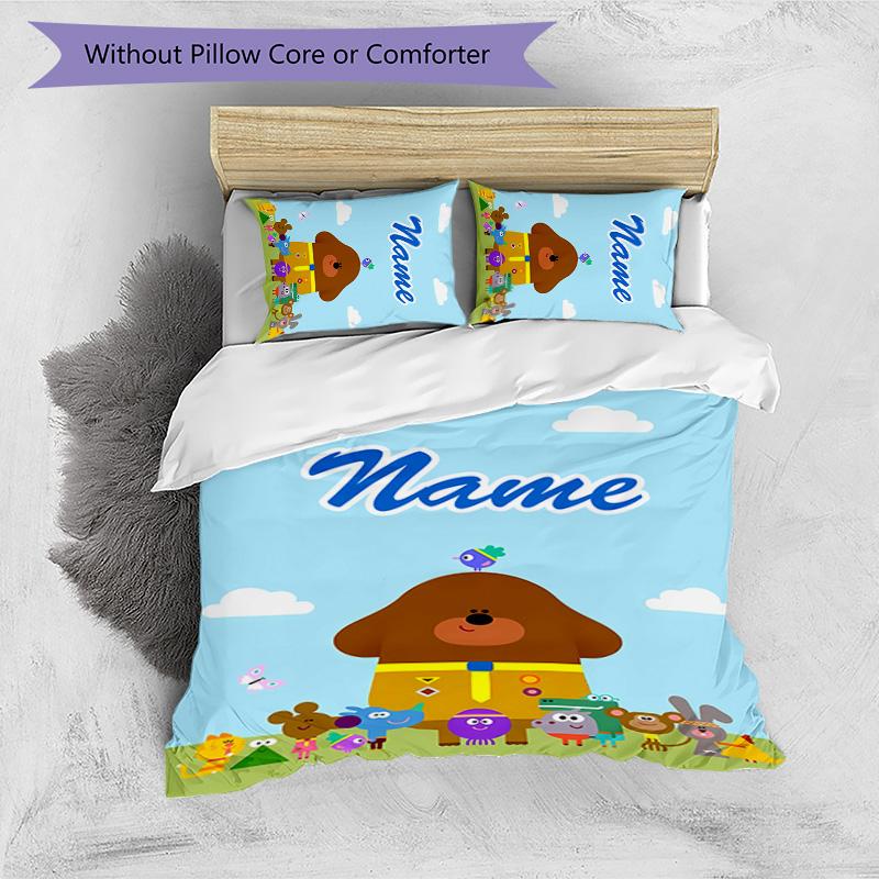 3pcs Hey Duggee3 Cover Set - Personalized Name, HD Printed Bedding with 1 Cover and 2 Pillowcases - Perfect for Home Decor, Easy Care