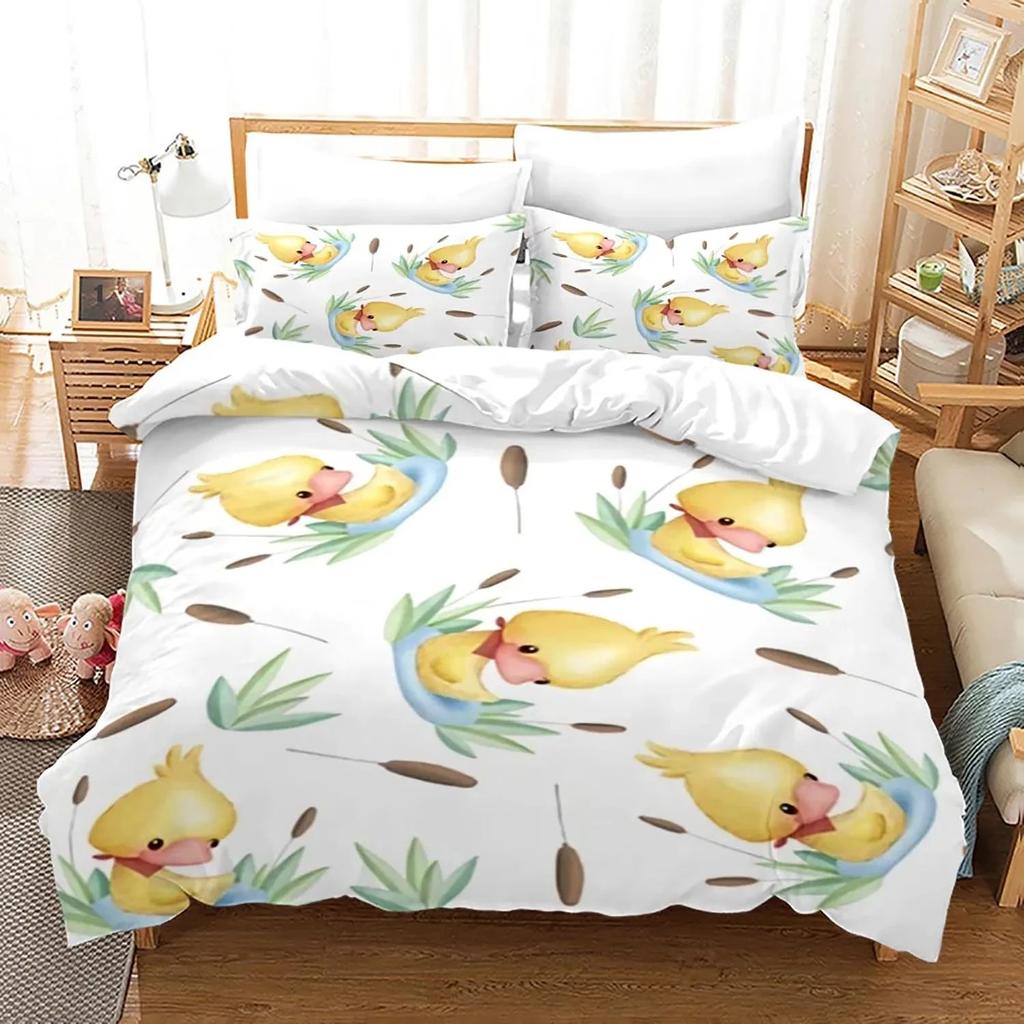 3D Print Yellow Duck Bedding Set Twin Queen King Size Duvet Cover Pillowcase for Boys Girls Adult Home Textile
