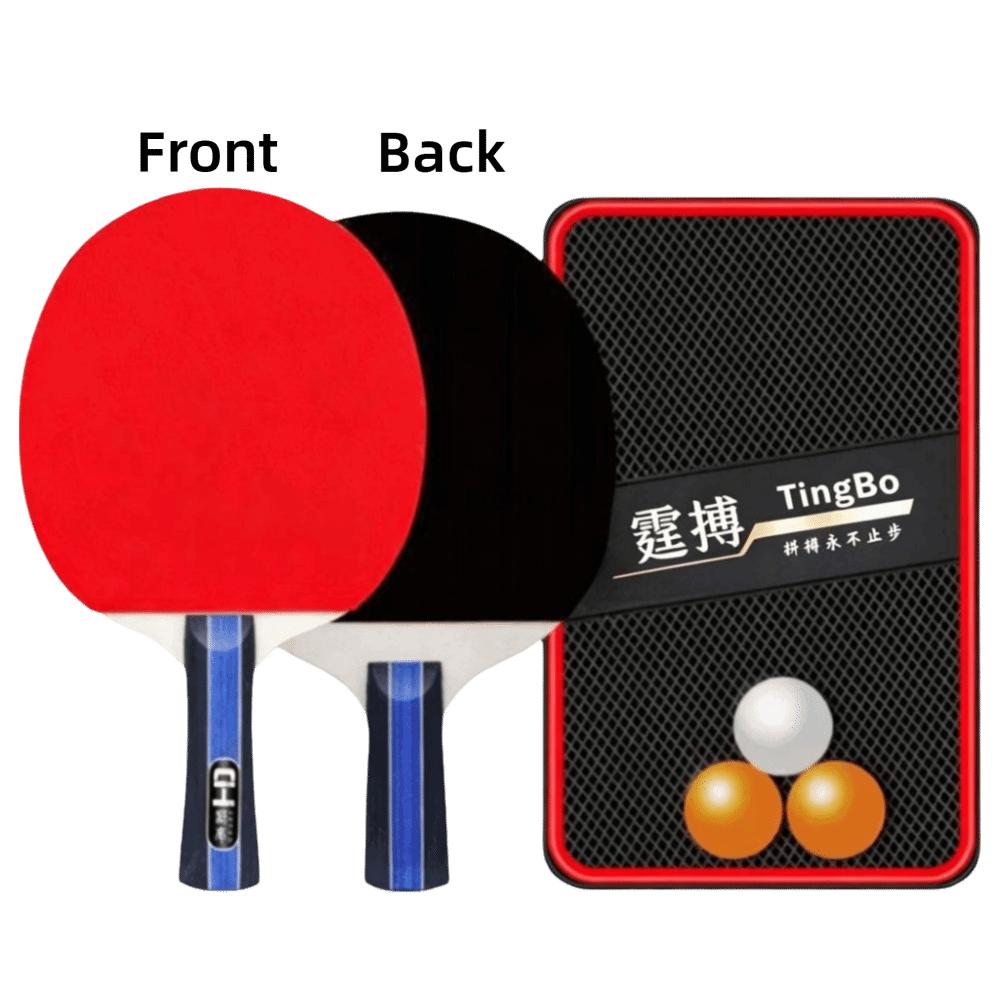 6PCS Poplar Wood Table Tennis Paddle Set Black Red Ping Pong Paddles Indoor Outdoor