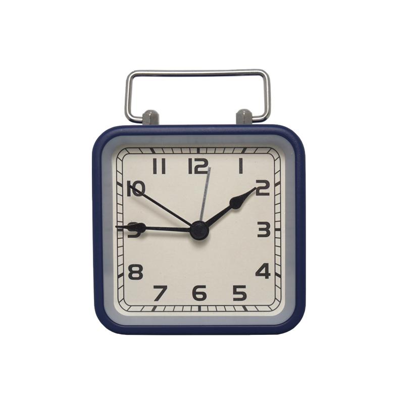 Square Table Analog Clock, Battery Operated Square Hanging Clock With Night Light, Silent Non