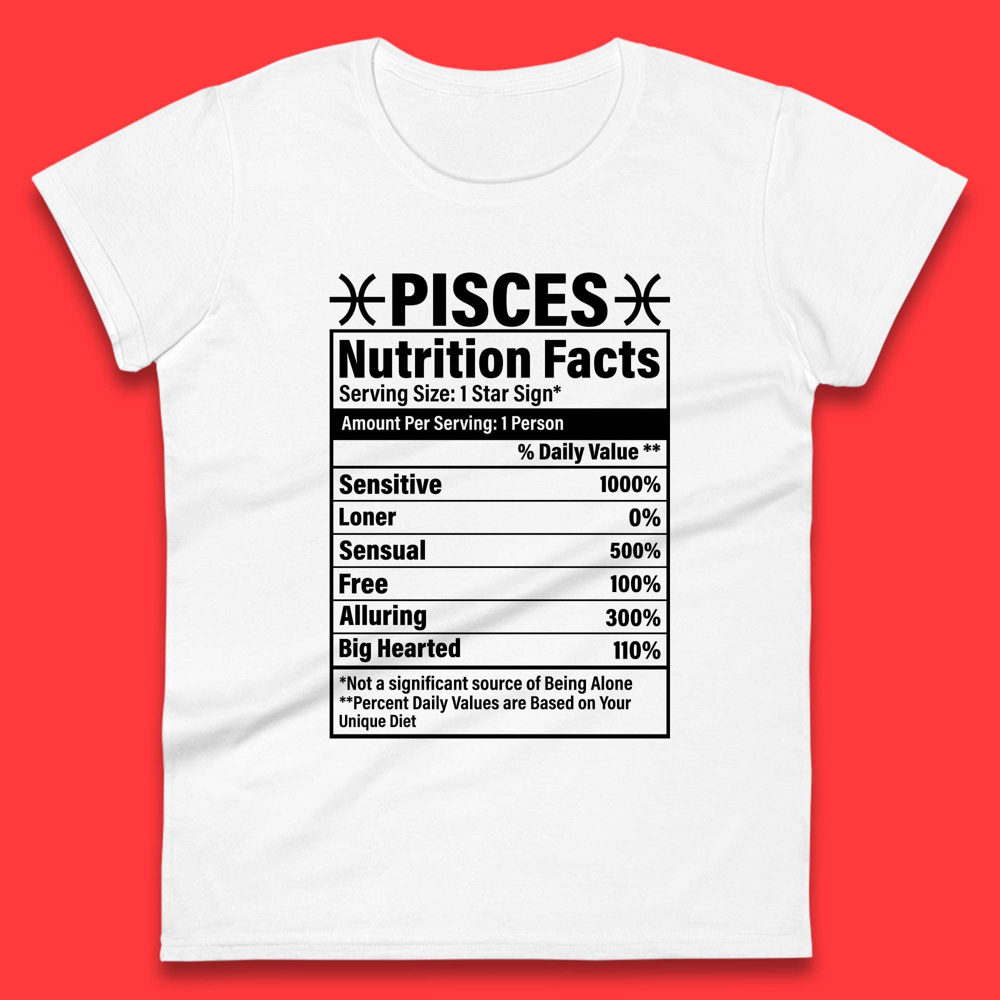 Pisces Nutrition Facts Womens T-Shirt Mens Tops Tees Unisex S