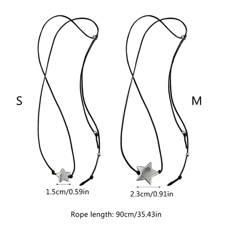 Metal Star Pendant Neckband Choker Collar Necklace Party Choker Adjustable Drawstring Necklace Fashion Y2K Jewelry