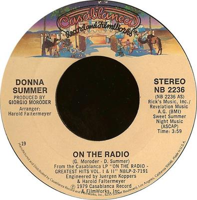 7inch Record DONNA SUMMER - On The Radio NB2236 Casablanca 1979 US Soul/Funk Used