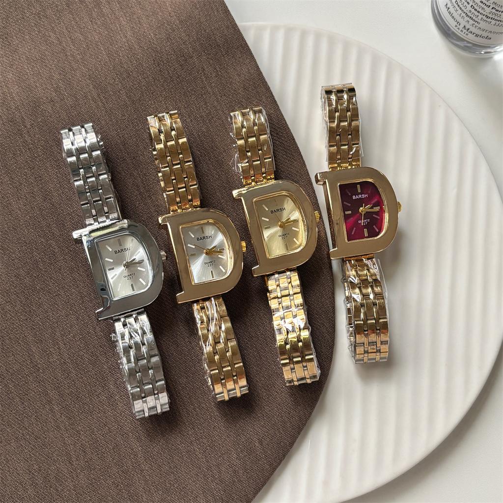 Barsh Personalized D-Word Light Luxury Niche Gold Watch Women'S Steel Belt Temperament Quartz Women'S Watch