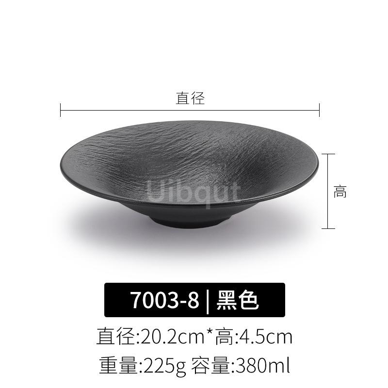 Melamine Round Black Steak Plate Japanese Plastic Round Disc Fire Western Style Beef Flat Commercial Dishes and Plates Sets