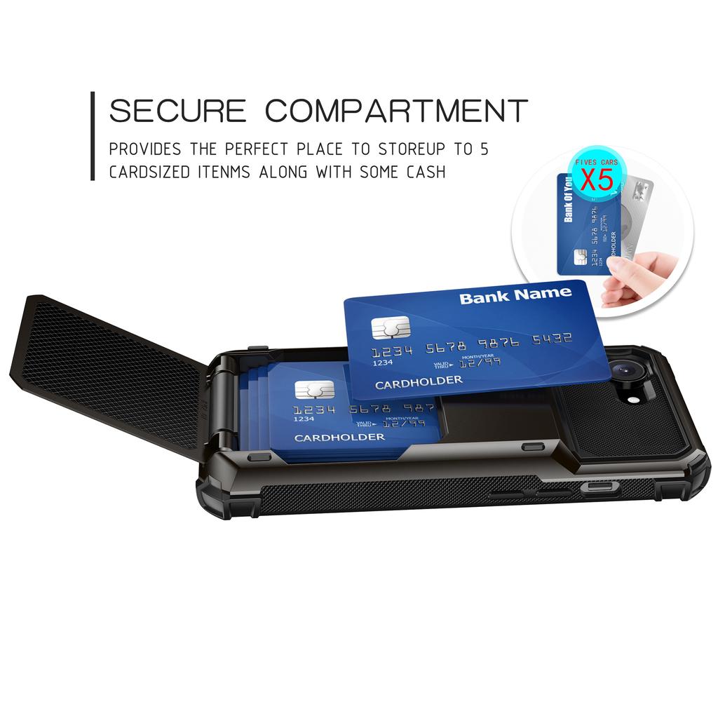 For iPhone 16e Phone Cover PC+TPU Dual Layer Back Case with Card Holder