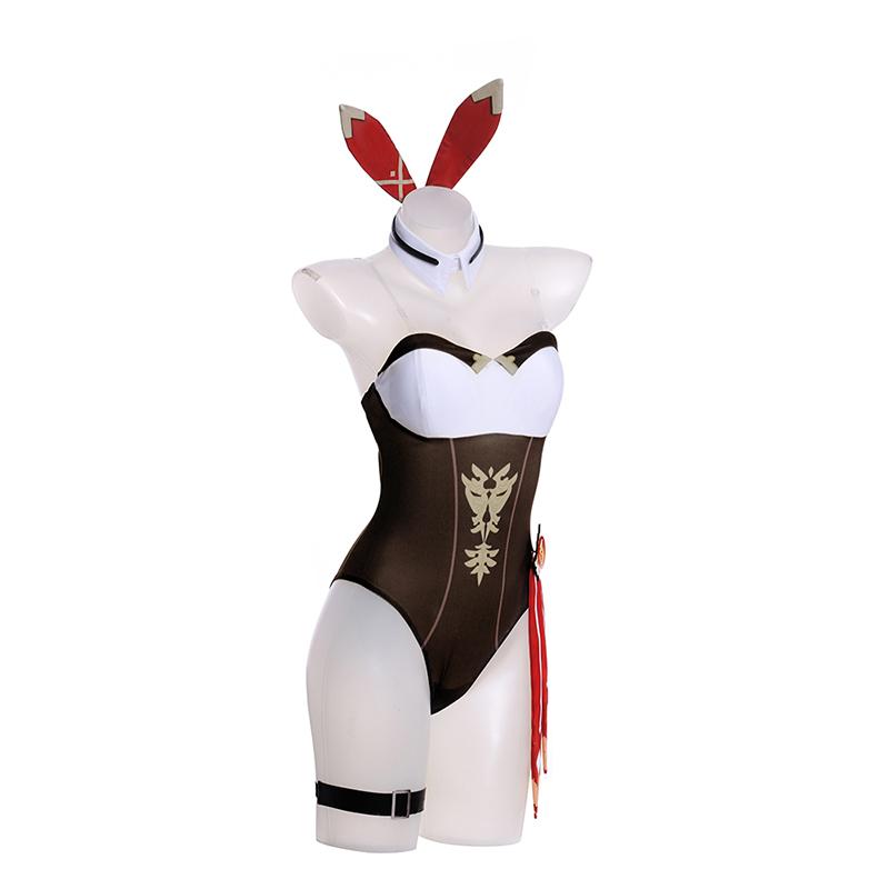 Amber Bunny Girl Costume Genshin Impact Amber Bunny Suit Sexy Women Jumpsuit Amber Uniform Full Set