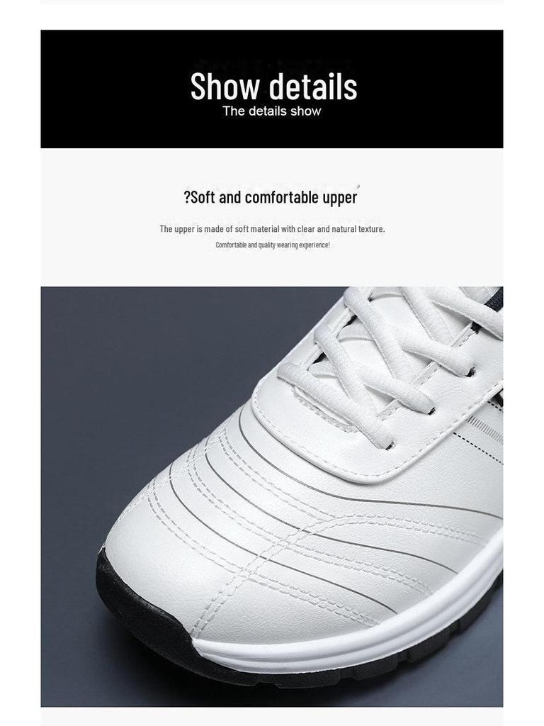 Men's Cross-Border Large Size Leather Casual White Shoes - New Fashion Trend, Comfortable Running Sports Shoes, Korean Style