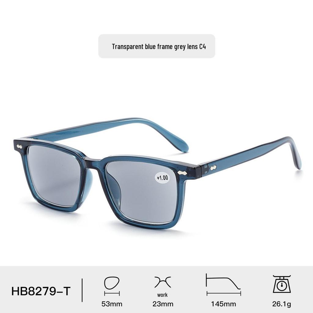 B8279-T Unisex Anti-UV Reading Glasses, Youthful Square Frame, Fashionable for Men and Women.