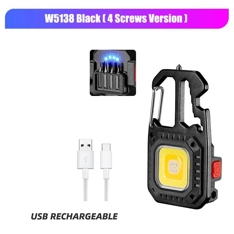 COB Keychain Work Light Portable EDC Flashlight High Lumens Camping Hiking Running Emergency Lighting Lamp With Screwdriver