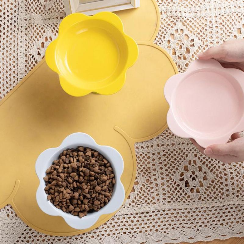 Cerâmica com Pé Alto Tigela Prato para Flores Gato Evita Tombamento Tigela para Comida de Gato Prato para Água Protegendo a Coluna Cervical Tigela para Animais de Estimação