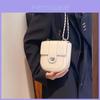 Chic Dark Style Chain Bag For Kids Pu Leather Modern Saddle Bag With Zipper Closure