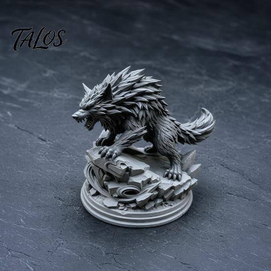 3D Printed Wolf Statue, Howling Wolf Figurine, Wild Wolf on Rock Sculpture, Collectible Animal Ornament for Home Office Desk