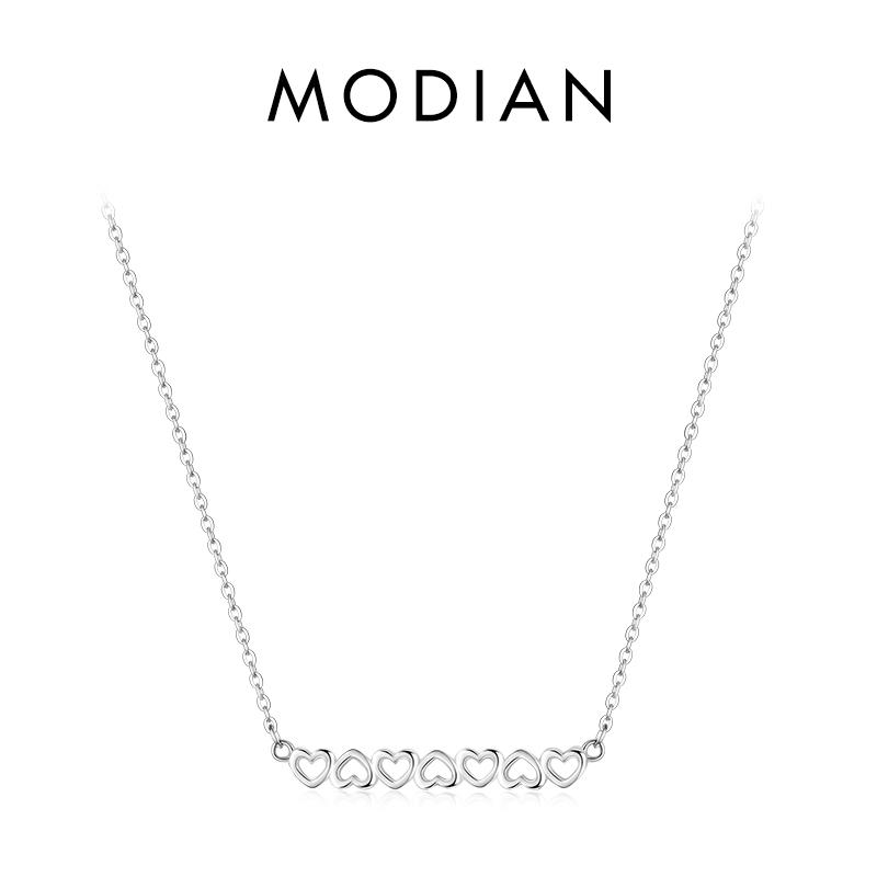 MODIAN 3 Color Hearts Fashion Necklace Solid 925 Sterling Silver Romantic Love Chain Necklaces For Women Wedding Jewelry Gifts