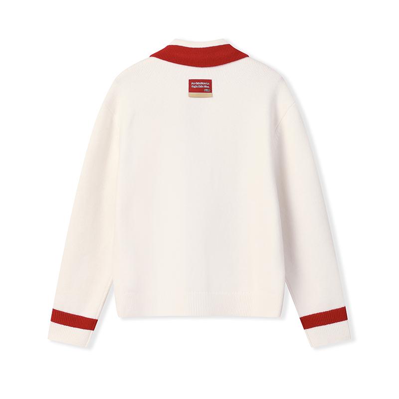 Fila CNY Fashionable Personality Trendy Classic Retro Casual Versatile Comfortable Warm Loose Knit Cardigan Blush Sweater Women Sweater F11W619417FWT